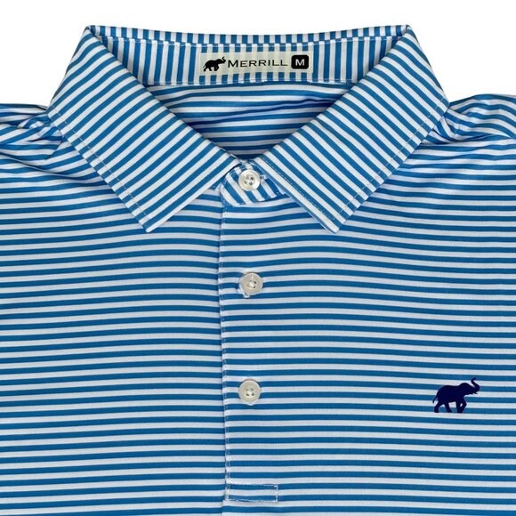 Merrill Apparel Men's Blue Striped Polo - Picture 2 of 3